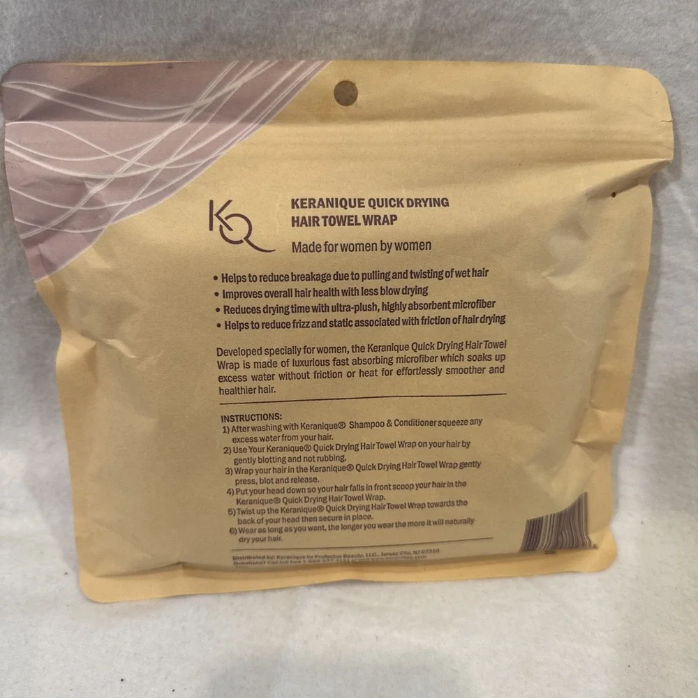 Keranique Quick Drying Hair Towel Wrap - Less Frizz and Breakage - NEW & SEALED